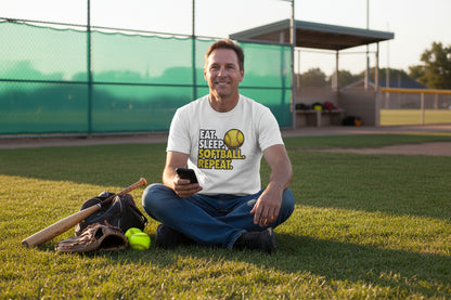 Eat Sleep Softball Repeat - Athlete Lifestyle T-Shirt for Men White - FRONT