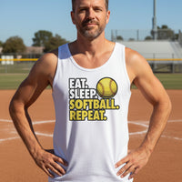 Eat Sleep Softball Repeat - Athlete Lifestyle Tank Top for Men WHITE - FRONT