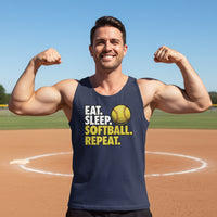 Eat Sleep Softball Repeat - Athlete Lifestyle Tank Top for Men NAVY - FRONT