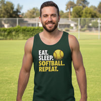 Eat Sleep Softball Repeat - Athlete Lifestyle Tank Top for Men Forest - FRONT
