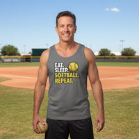 Eat Sleep Softball Repeat - Athlete Lifestyle Tank Top for Men DARK GREY - FRONT