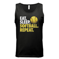 Eat Sleep Softball Repeat - Athlete Lifestyle Tank Top for Men BLACK - FRONT