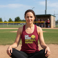 Eat Sleep Softball Repeat - Athlete Lifestyle Tank Top for Women  Scarlet - FRONT