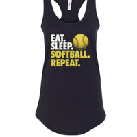 Eat Sleep Softball Repeat - Athlete Lifestyle Tank Top for Women Black - FRONT