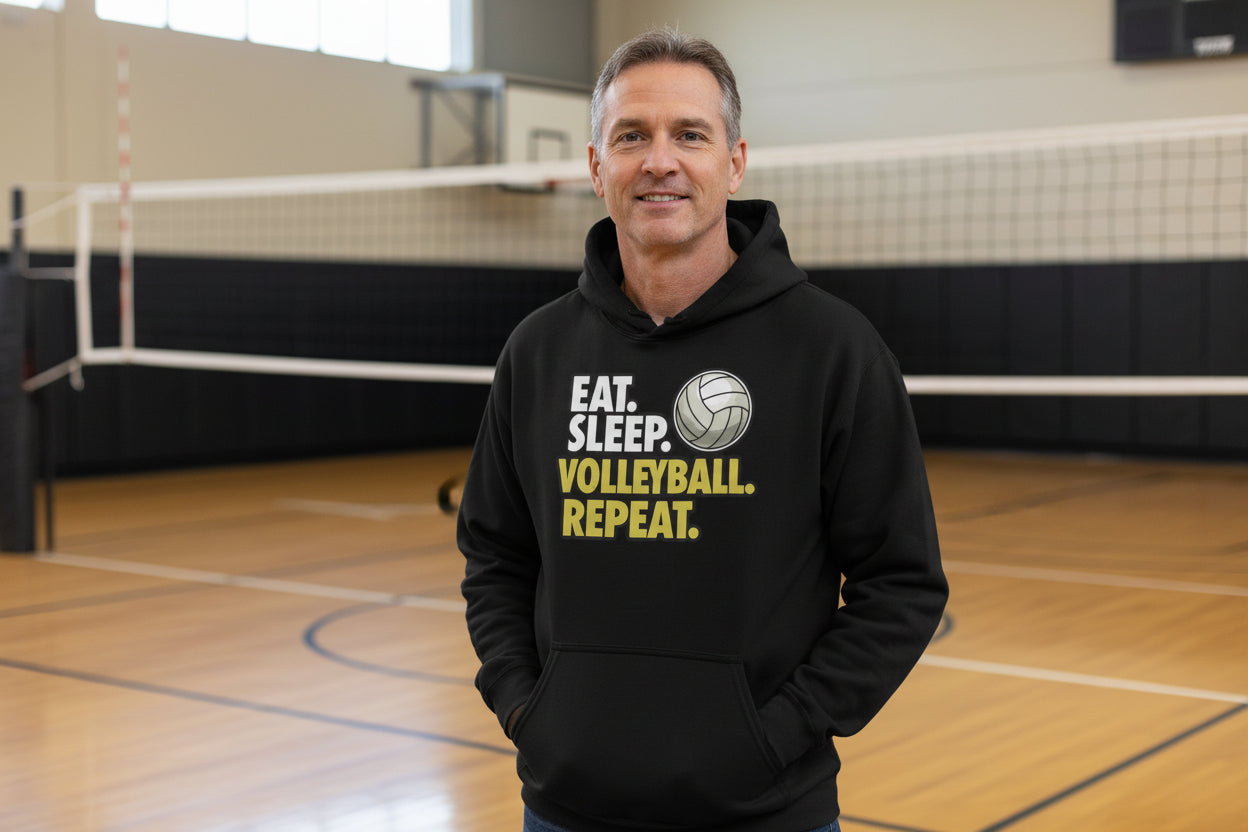 Eat Sleep Volleyball Repeat - Athlete Lifestyle Hoodie for Men BLACK - FRONT