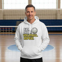 Eat Sleep Volleyball Repeat - Athlete Lifestyle Hoodie for Men WHITE - FRONT
