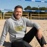 Eat Sleep Volleyball Repeat - Athlete Lifestyle Hoodie for Men SPORT GREY - FRONT