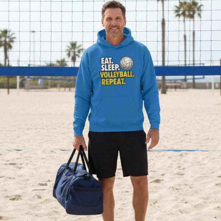 Eat Sleep Volleyball Repeat - Athlete Lifestyle Hoodie for Men Royal - FRONT