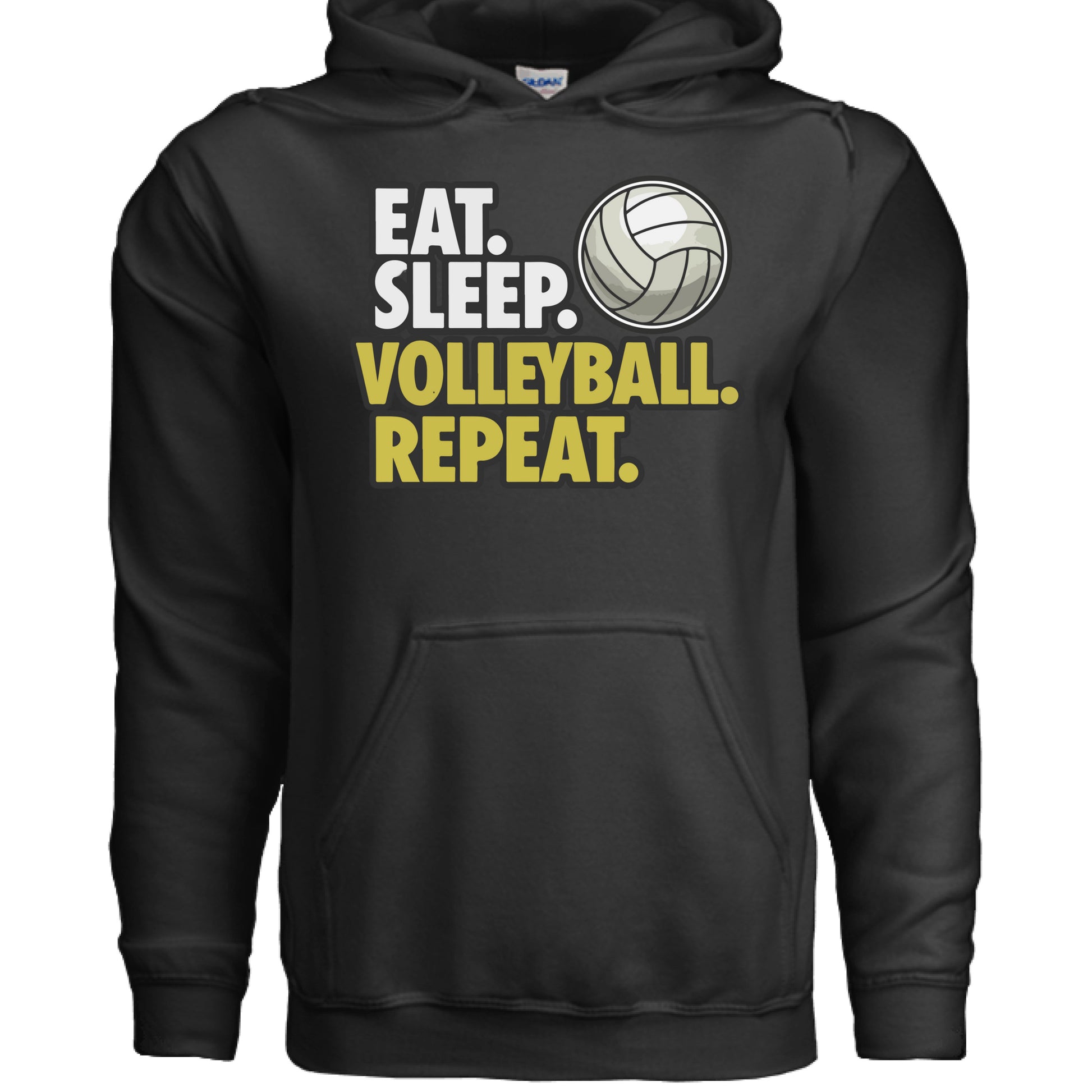 Eat Sleep Volleyball Repeat - Athlete Lifestyle Hoodie for Men BLACK - FRONT