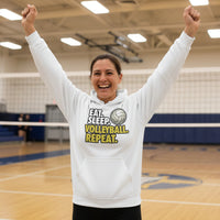 Eat Sleep Volleyball Repeat - Athlete Lifestyle Hoodie for Women WHITE - FRONT