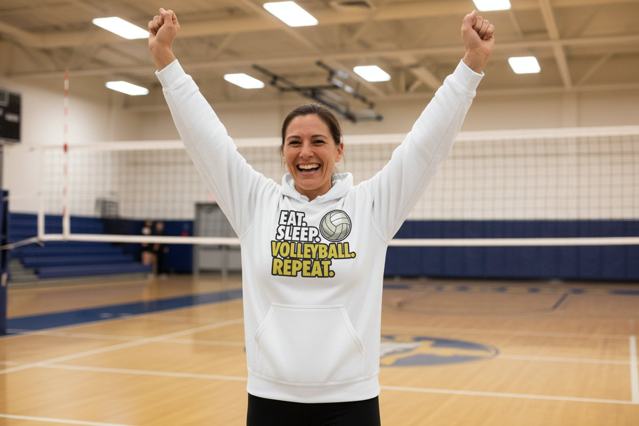 Eat Sleep Volleyball Repeat - Athlete Lifestyle Hoodie for Women WHITE - FRONT