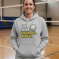 Eat Sleep Volleyball Repeat - Athlete Lifestyle Hoodie for Women SPORT GREY - FRONT