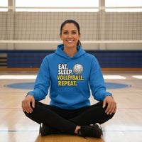 Eat Sleep Volleyball Repeat - Athlete Lifestyle Hoodie for Women Royal - FRONT