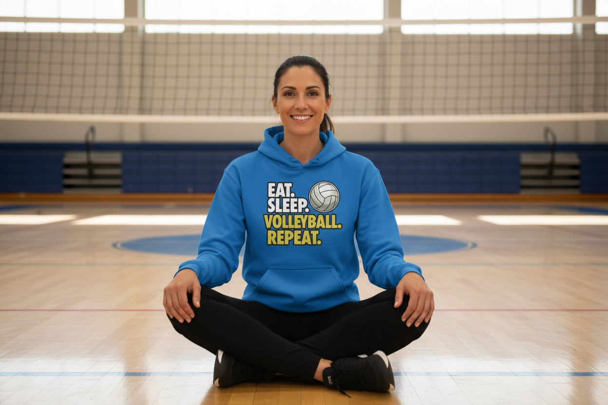 Eat Sleep Volleyball Repeat - Athlete Lifestyle Hoodie for Women Royal - FRONT