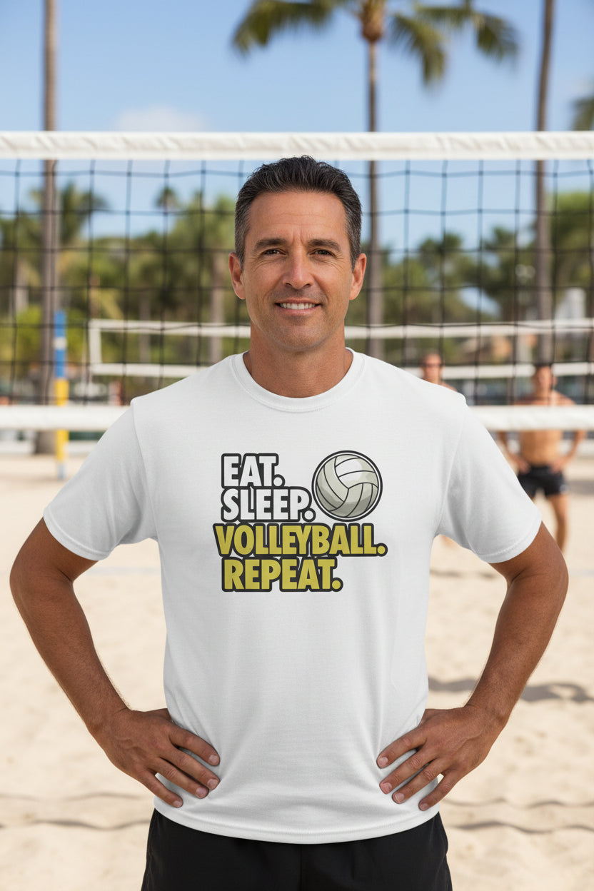 Eat Sleep Volleyball Repeat - Athlete Lifestyle T-Shirt for Men White - FRONT