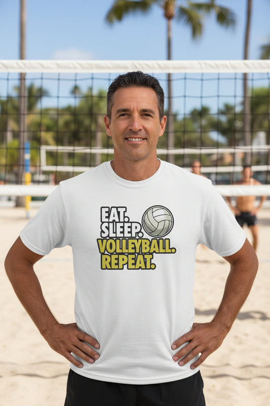 Eat Sleep Volleyball Repeat - Athlete Lifestyle T-Shirt for Men White - FRONT