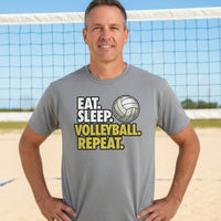 Eat Sleep Volleyball Repeat - Athlete Lifestyle T-Shirt for Men HEATHER GRAY - FRONT