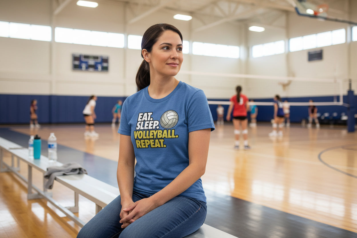Eat Sleep Volleyball Repeat - Athlete Lifestyle T-Shirt for Women HTHR TRUE ROYAL - FRONT