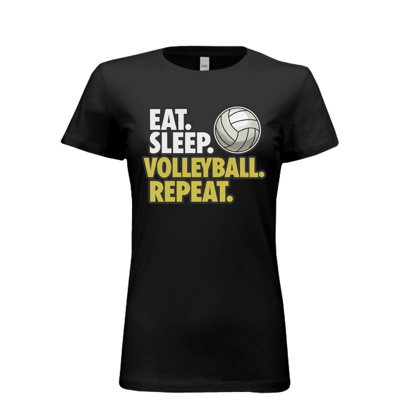 Eat Sleep Volleyball Repeat - Athlete Lifestyle T-Shirt for Women SOLID BLK BLEND - FRONT