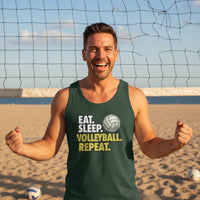 Eat Sleep Volleyball Repeat - Athlete Lifestyle Tank Top for Men Forest - FRONT