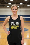 Eat Sleep Volleyball Repeat - Athlete Lifestyle Tank Top for Women Black - FRONT