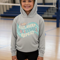 Eat Sleep Volleyball Repeat Fan Girly Sports Lover Hoodie Silver - FRONT