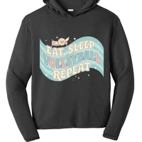 Eat Sleep Volleyball Repeat Fan Girly Sports Lover Hoodie Black-FRONT