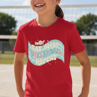 Eat Sleep Volleyball Repeat Fan Girly Sports Lover T-Shirt Red - FRONT