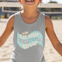 Eat Sleep Volleyball Repeat Fan Girly Sports Lover Tank Top ATHLETIC HEATHER - FRONT