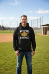 Flaming Softball Sports Hoodie Design – Strong Athlete Energy Humor Graphic BLACK - FRONT