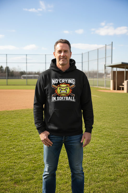 Flaming Softball Sports Hoodie Design – Strong Athlete Energy Humor Graphic BLACK - FRONT