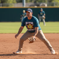 Flaming Softball Sports T-Shirt Design – Strong Athlete Energy Humor Graphic MIDNIGHT NAVY - FRONT