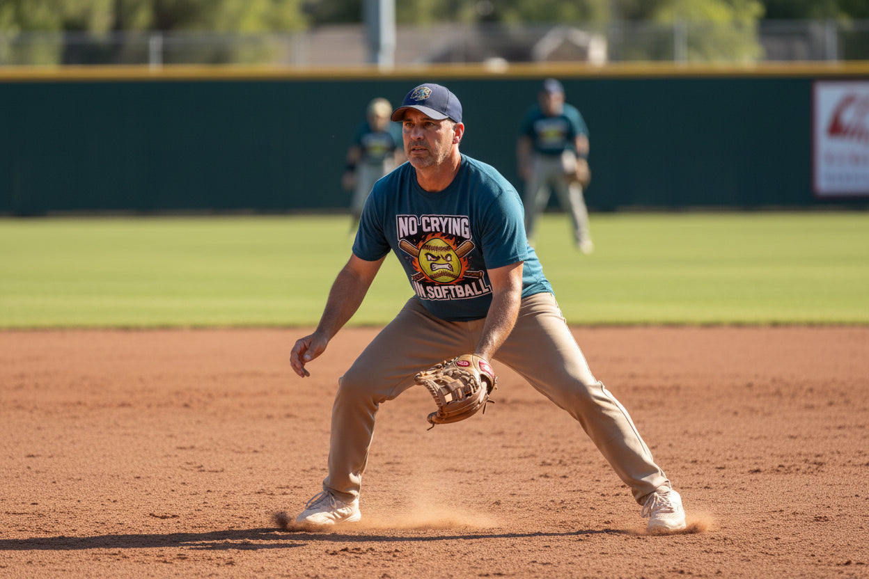 Flaming Softball Sports T-Shirt Design – Strong Athlete Energy Humor Graphic MIDNIGHT NAVY - FRONT