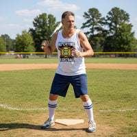 Flaming Softball Sports Tank Top Design – Strong Athlete Energy Humor Graphic WHITE - FRONT