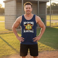 Flaming Softball Sports Tank Top Design – Strong Athlete Energy Humor Graphic NAVY - FRONT