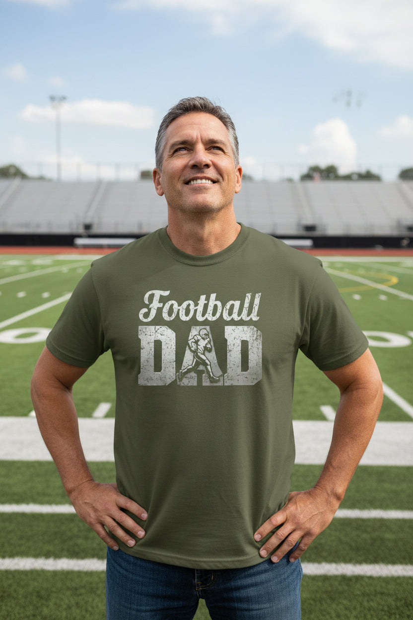 Football Dad Athlete Pride  – Proud Football Father Sports T-Shirt MILITARY GREEN - FRONT
