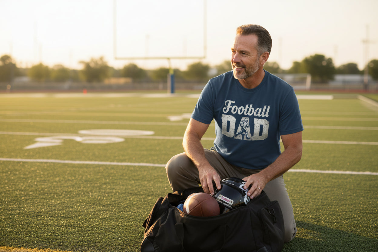 Football Dad Athlete Pride  – Proud Football Father Sports T-Shirt MIDNIGHT NAVY - FRONT