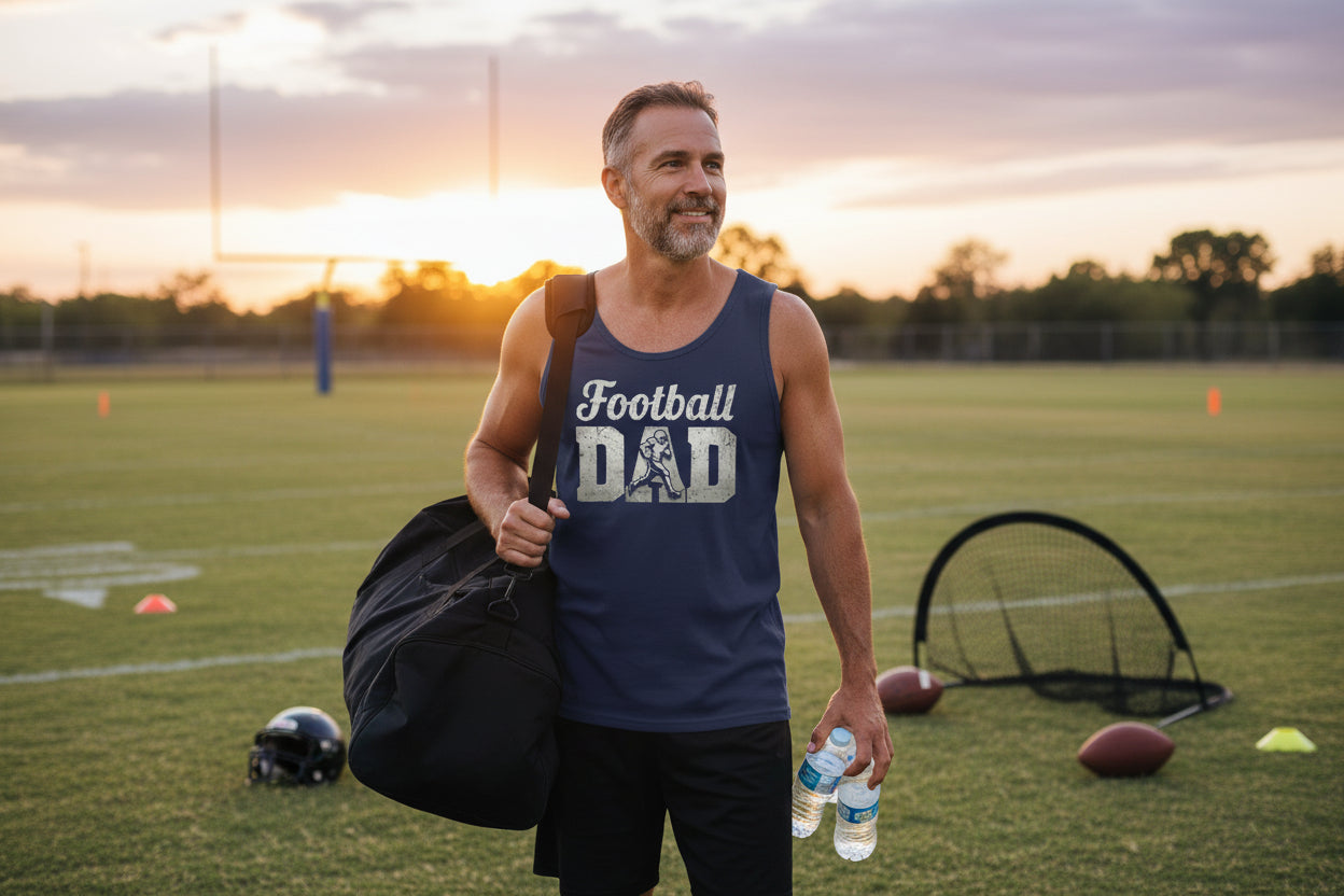Football Dad Athlete Pride  – Proud Football Father Sports Tank Top NAVY - FRONT