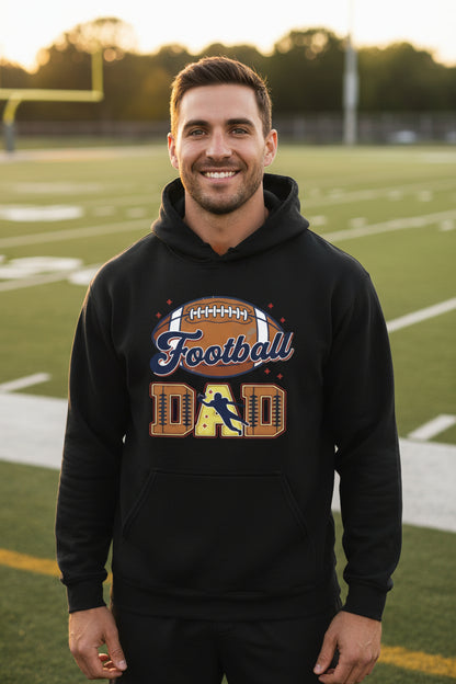 Football Dad Hoodie with Classic Ball Sports Fan Design BLACK - SF500 - FRONT