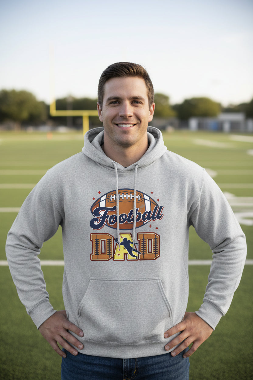 Football Dad Hoodie with Classic Ball Sports Fan Design SPORT GREY - SF500 - FRONT