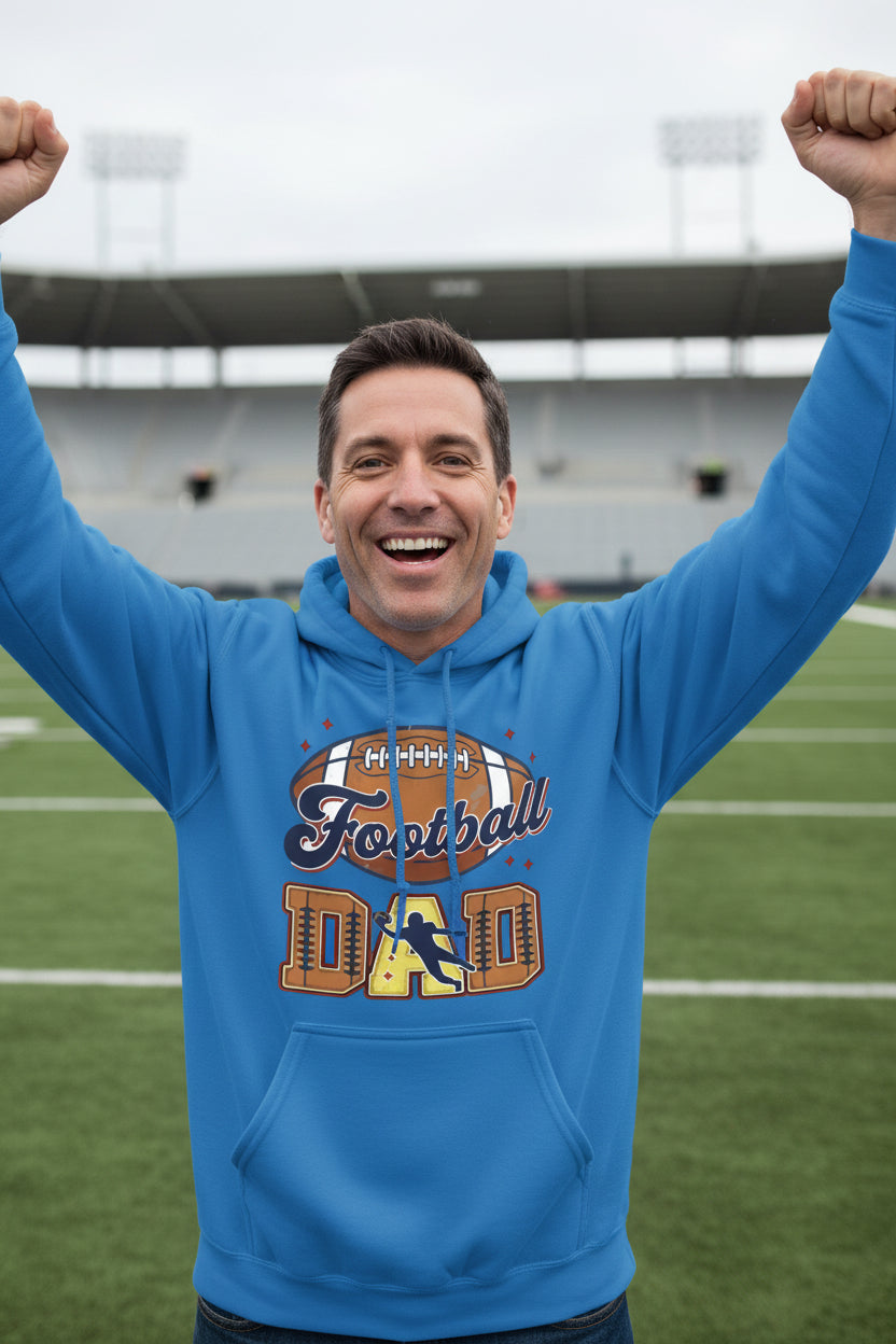 Football Dad Hoodie with Classic Ball Sports Fan Design Royal - SF500 - FRONT