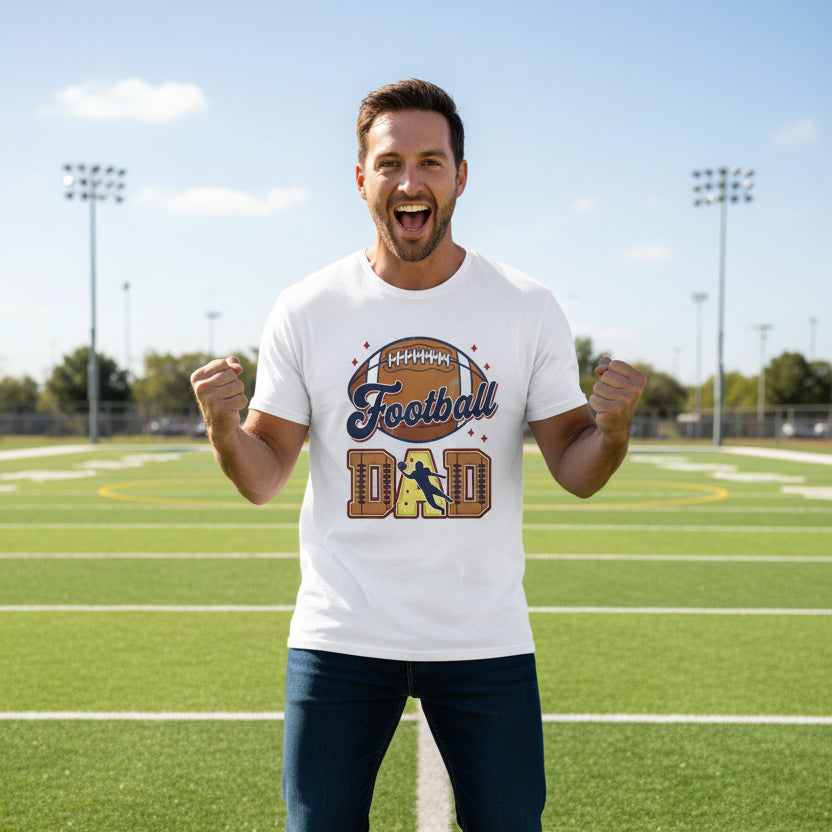 Football Dad T-Shirt with Classic Ball Sports Fan Design White - 3600 - FRONT