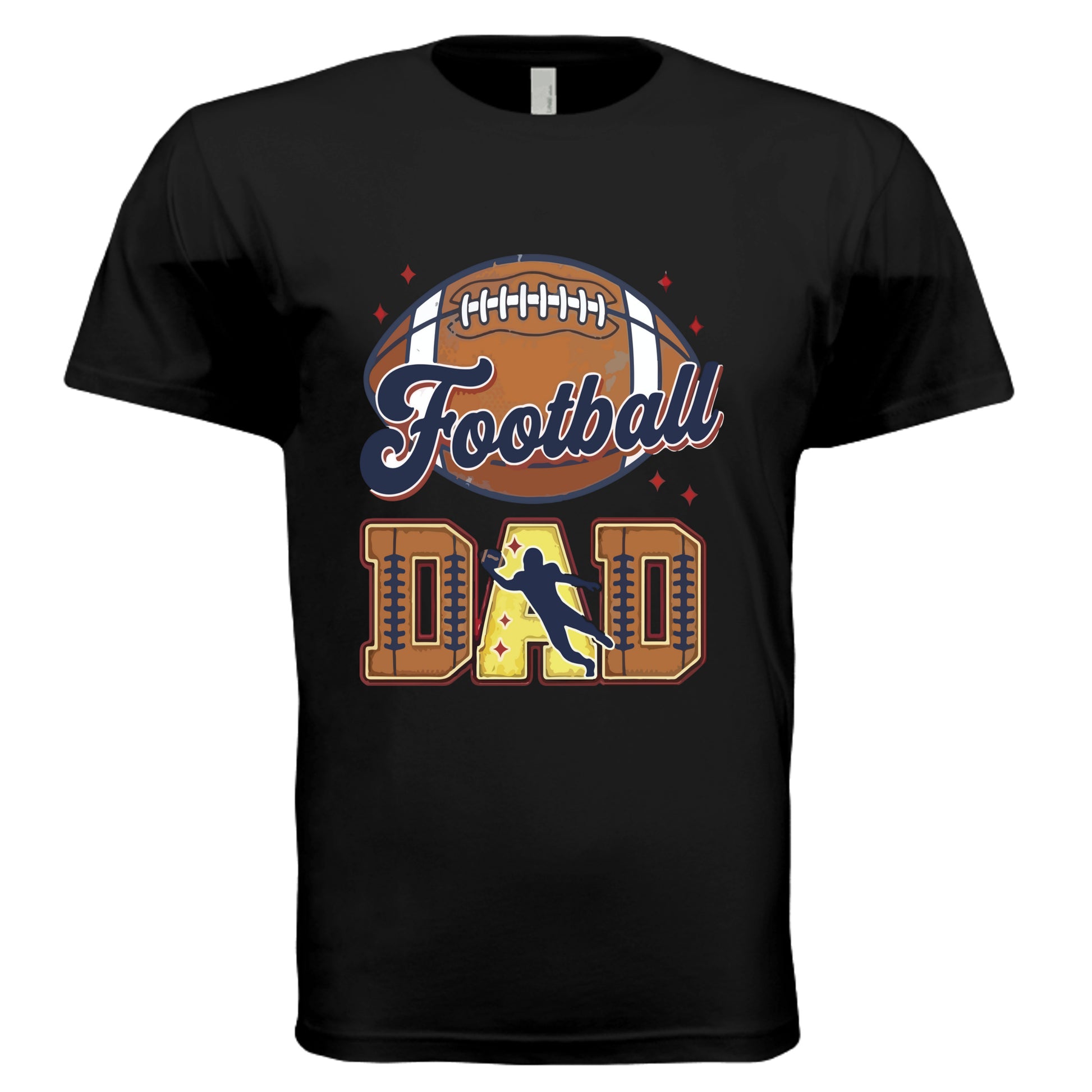 Football Dad T-Shirt with Classic Ball Sports Fan Design BLACK - 3600 - FRONT