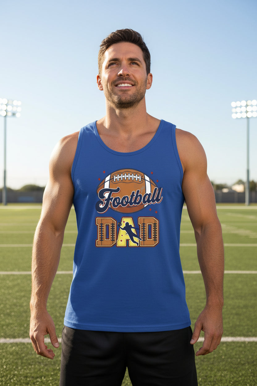 Football Dad Tank Top with Classic Ball Sports Fan Design TRUE ROYAL - 3480 - FRONT