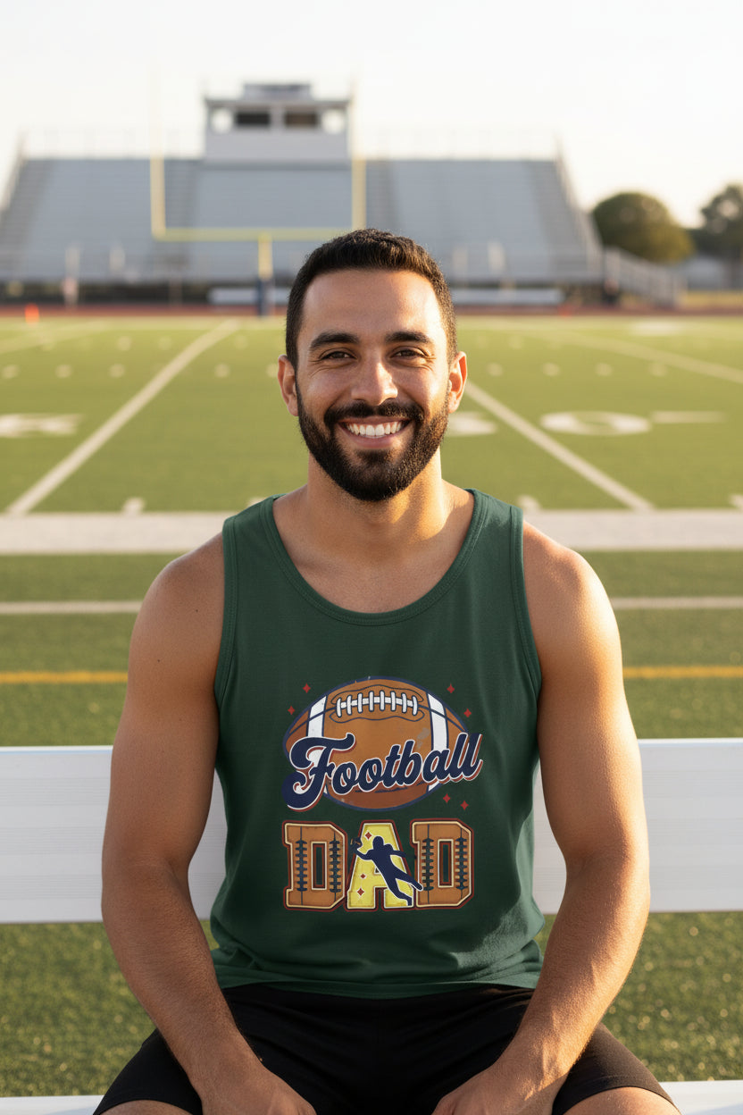 Football Dad Tank Top with Classic Ball Sports Fan Design Forest - 3480 - FRONT