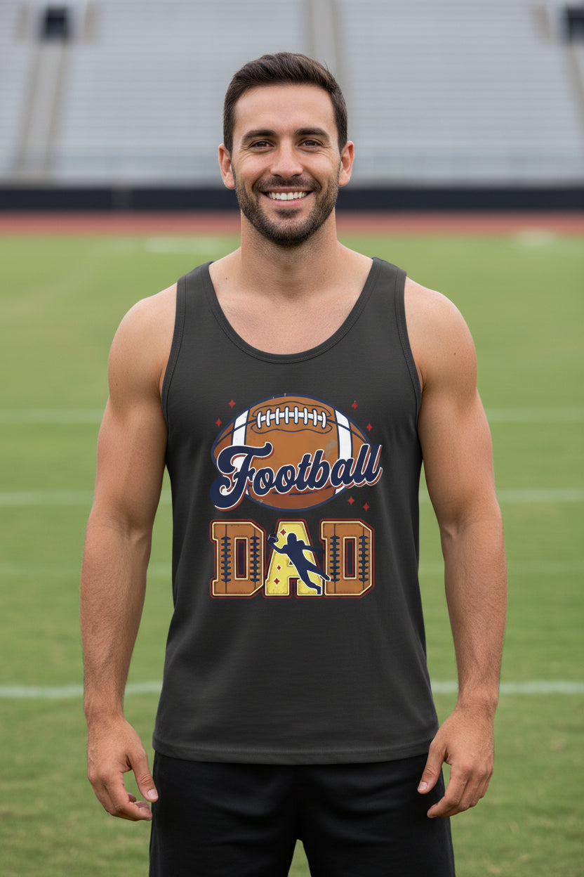 Football Dad Tank Top with Classic Ball Sports Fan Design DARK GREY - 3480 - FRONT
