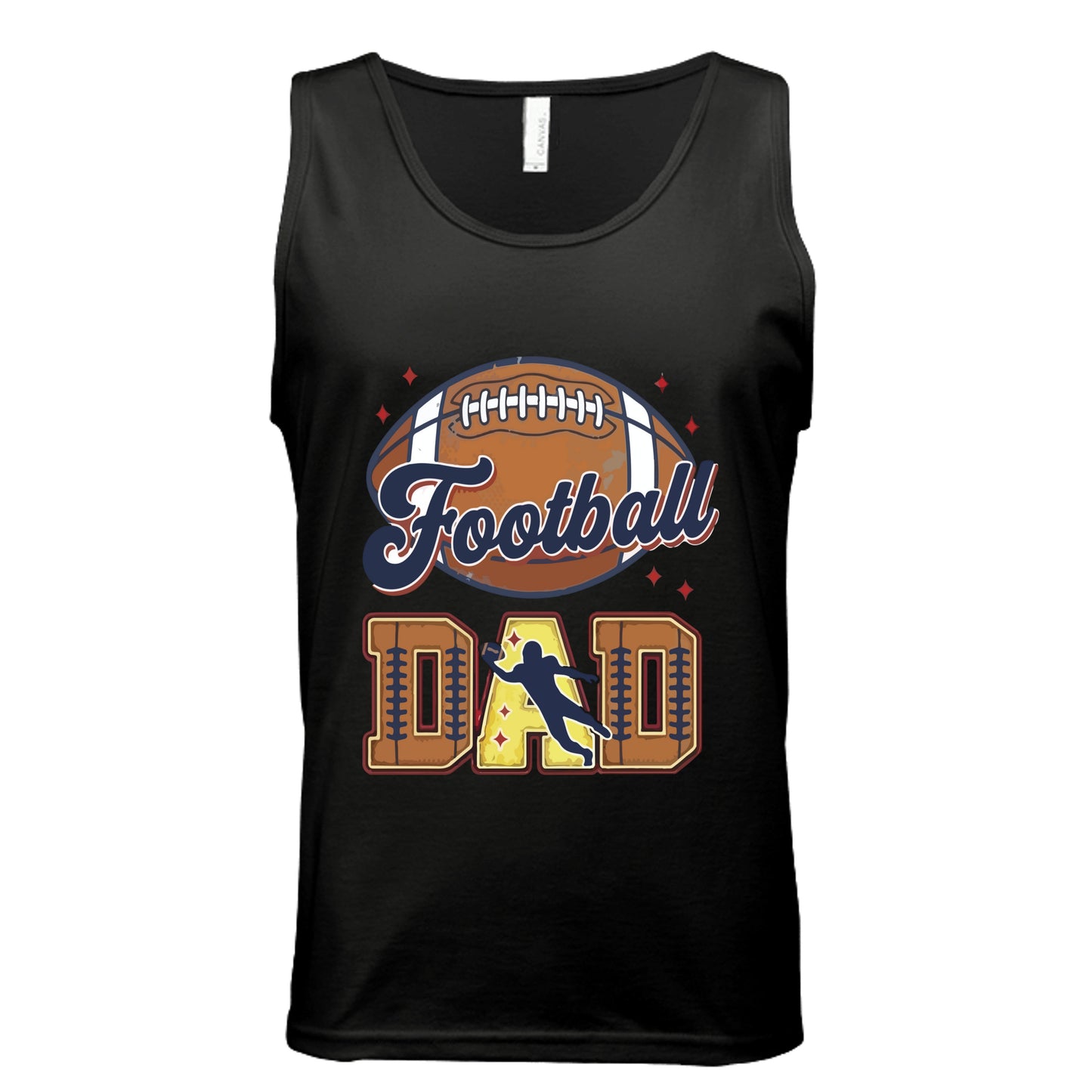 Football Dad Tank Top with Classic Ball Sports Fan Design BLACK - 3480 - FRONT
