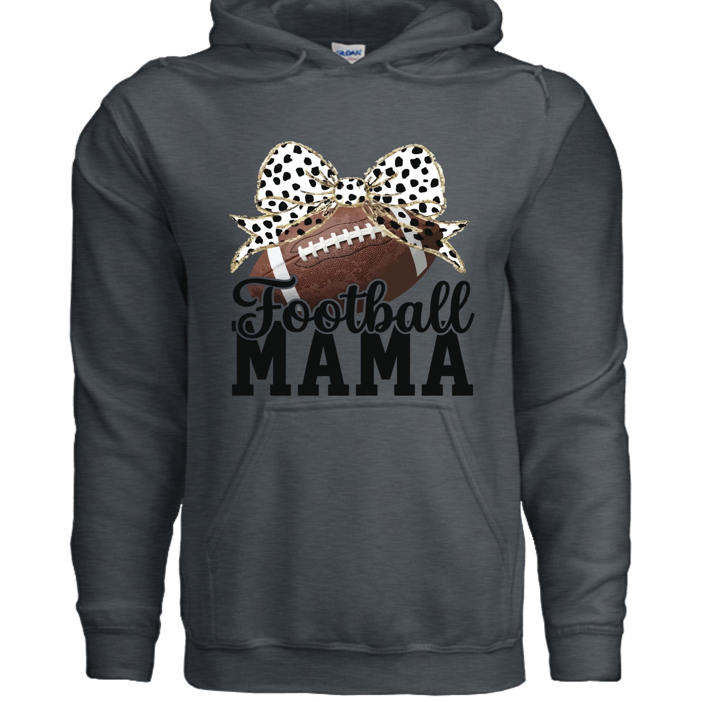 Football Mama Bow Vibes – Cute & Trendy Game Day Style Hoodie DARK HEATHER - SF500 - FRONT
