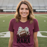 Football Mama Bow Vibes – Cute & Trendy Game Day Style T-Shirt MAROON - 6004 - FRONT