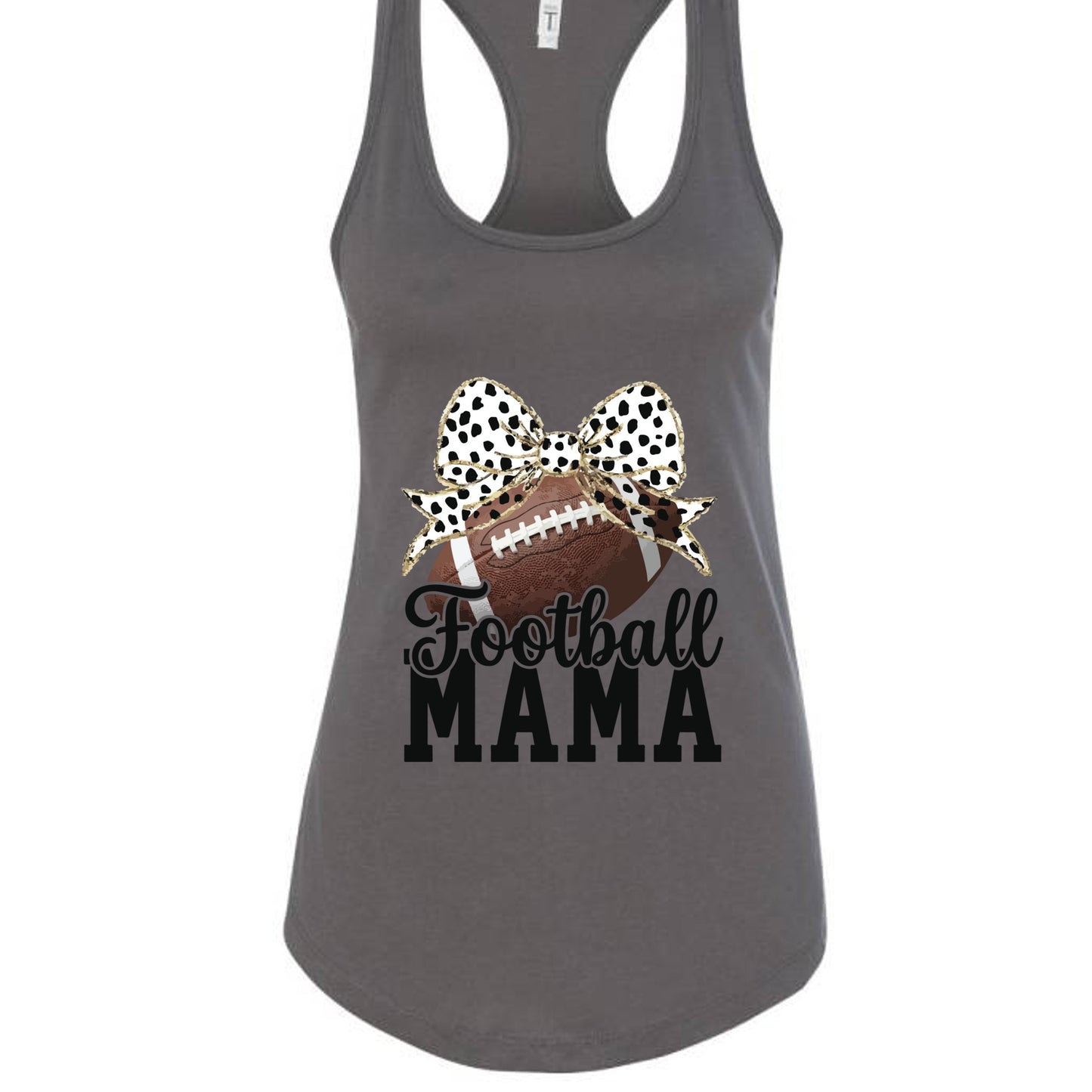 Football Mama Bow Vibes – Cute & Trendy Game Day Style Tank Top Dark Gray - N1533 - FRONT